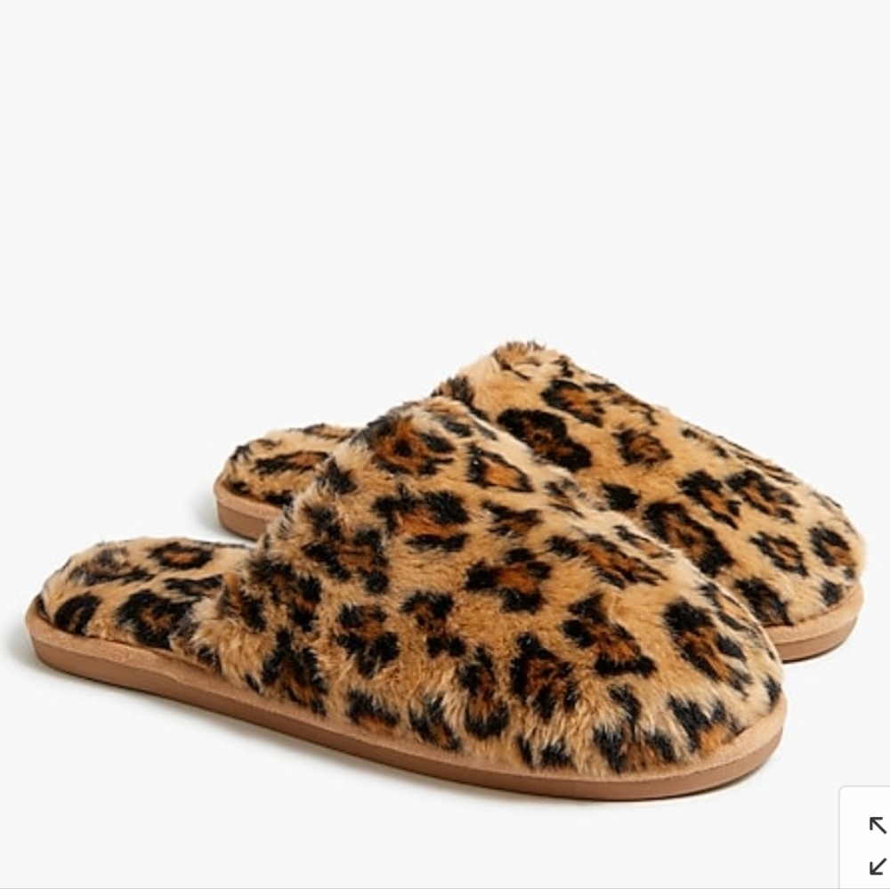 Nwt. J. Crew Leopard scruffy slippers